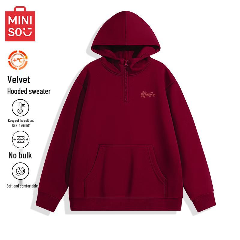 MINISO Men's Fleece-Lined Hooded Sweatshirt