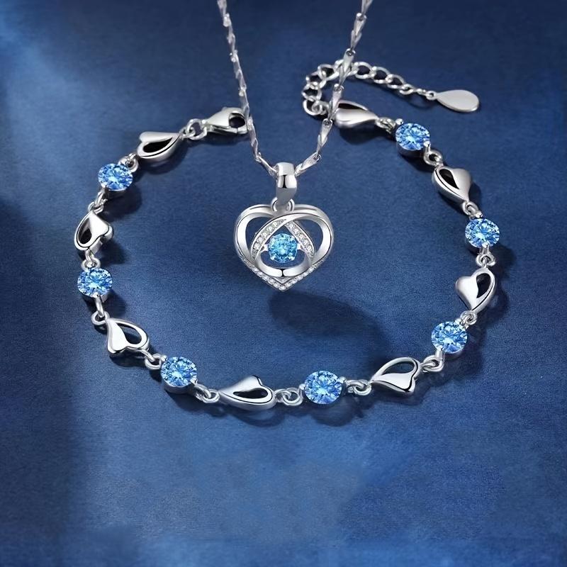 2pcs/set Ocean Heart Bracelet Necklace Jewelry Set