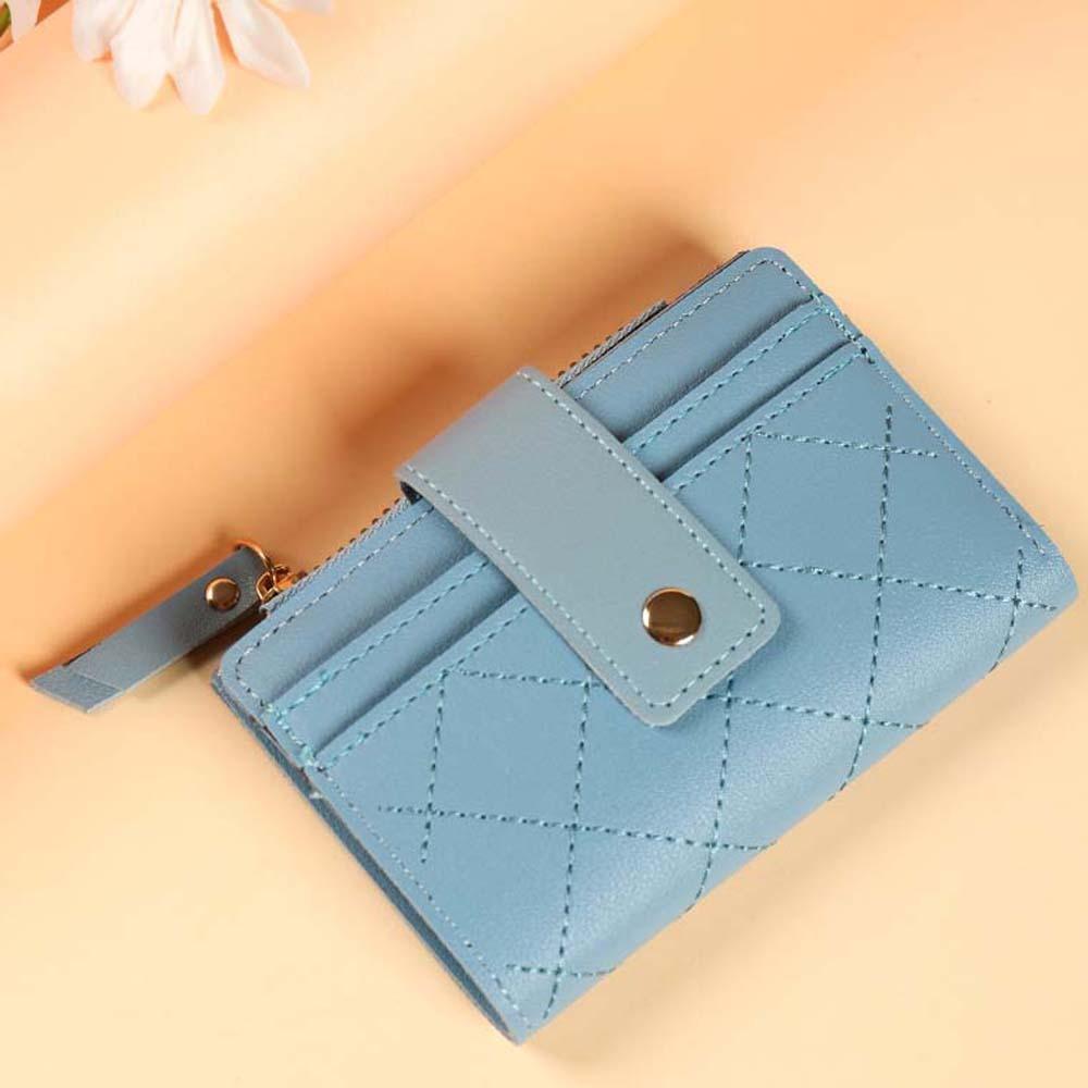Transparent Women Lingge Wallet Portable Lady Short PU Purses Versatile Solid Color Card Bag  Work
