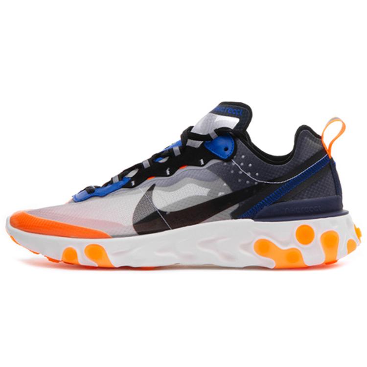 New Nike React Element 87 Thunder Blue/Total Orange AQ1090-004