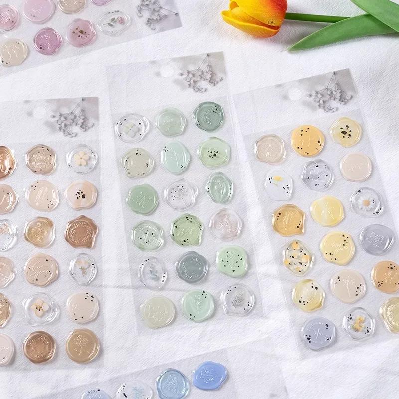 18pcs Wax Seal Stamp Stickers Envelope Sealing Tags DIY Wedding Party Invitation Card Postcards Decorations Korean Stationery