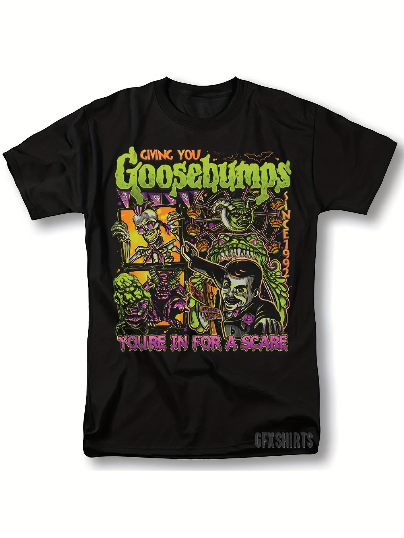 

Goosebumps Doll Sleppy and Ghost Retro Tshirt 90s Classic Horror Drama Scene Theme Print Unisex Casual Style S