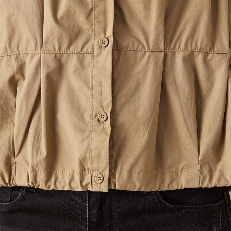 Drawstring Lapel Shirt Women's Autumn New Fashion Versatile Casual Foreign Style Shirt Jacket