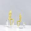 Abstract Metal Figure Sculpture Artistic Nude Female Figurines Glass Base Stripping Lady Metal Home Decoration Accessories