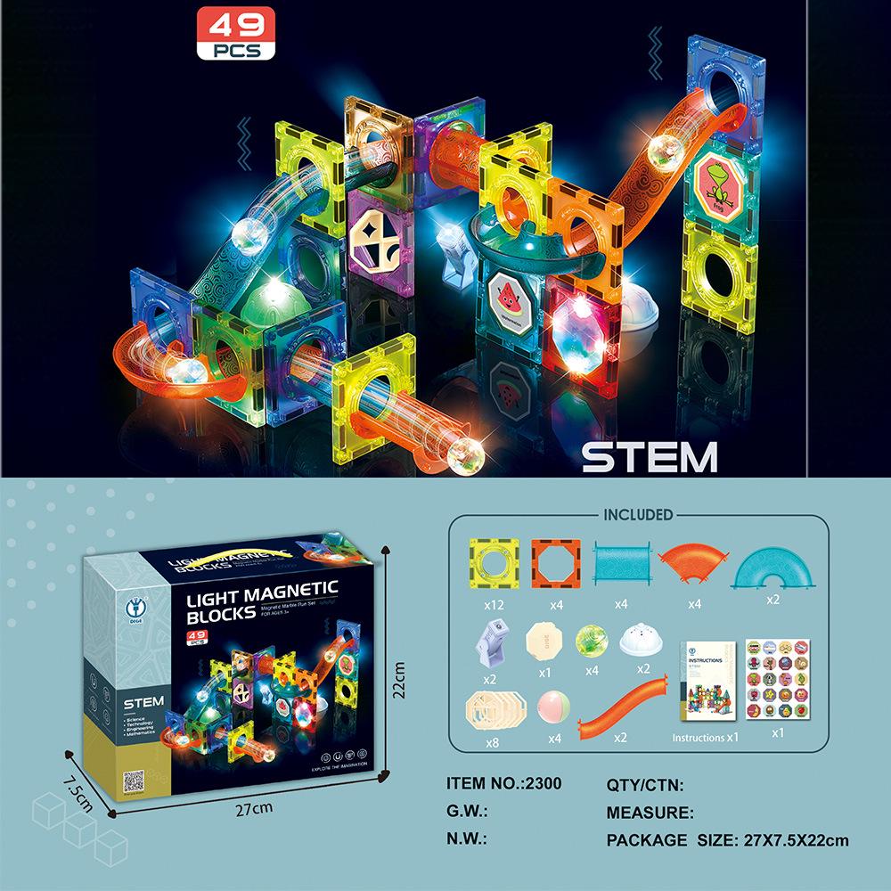 Stained Glass Magnetic Marble Run: Kids' Magnetic Building Blocks and Tracks