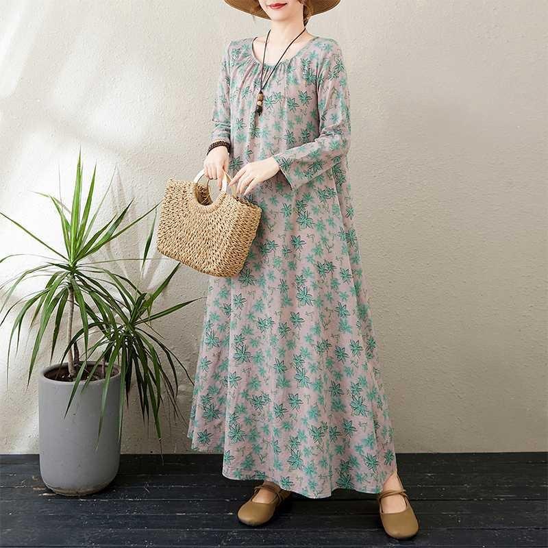 2025 New Round Neck Minimalist Long Sleeve Extra Long Dresses