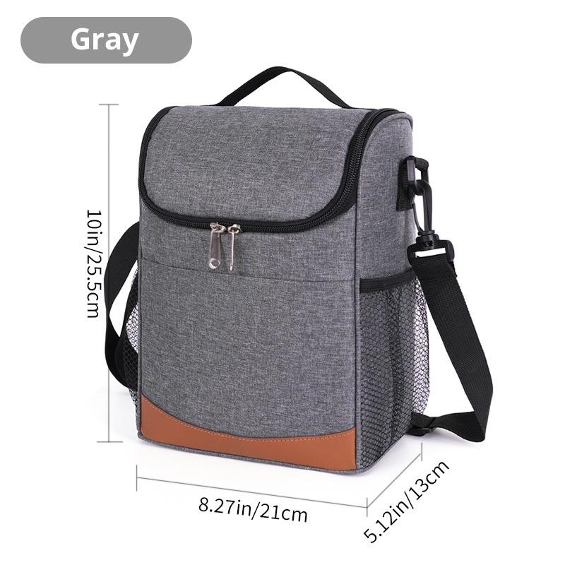 

Большая вместительная термосумка для ланча с изоляцией, непромокаемая термо-ланчбокс с плечевым ремнем, водонепроницаемые портативные сумки для ланча на молнии серый