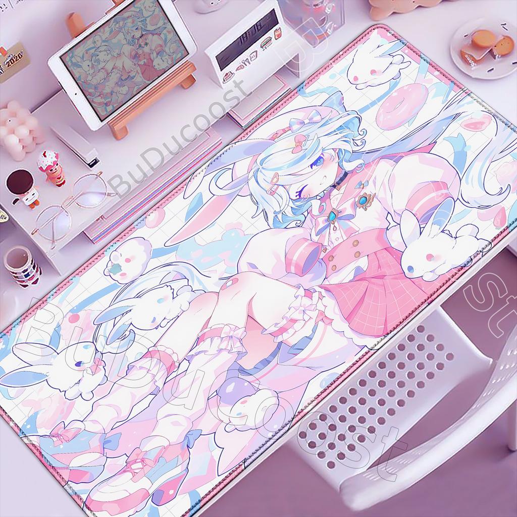 New Cute Genshin Impact Kamisato Ayaka Hu Tao Mousepads Computer Gaming Lock Edge Laptop PC Desk Mat Rubber Keyboard Mouse Pad