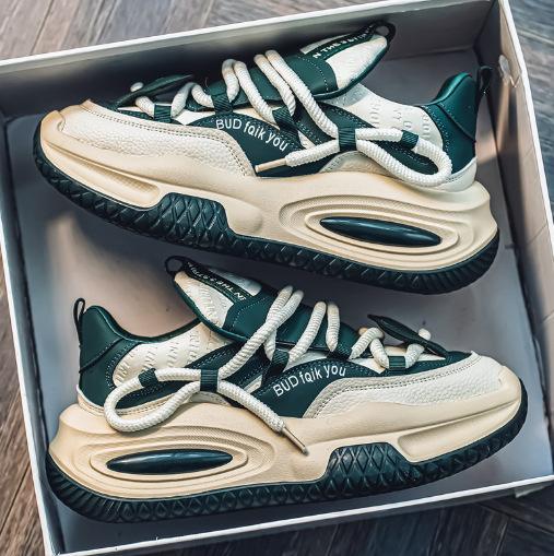 Fashion Spring Luxury Menh Sneakers Men's Thick Bottomed Casual Leather Face Student Sports Shoes Broadcast Trainers Men Running Shoes