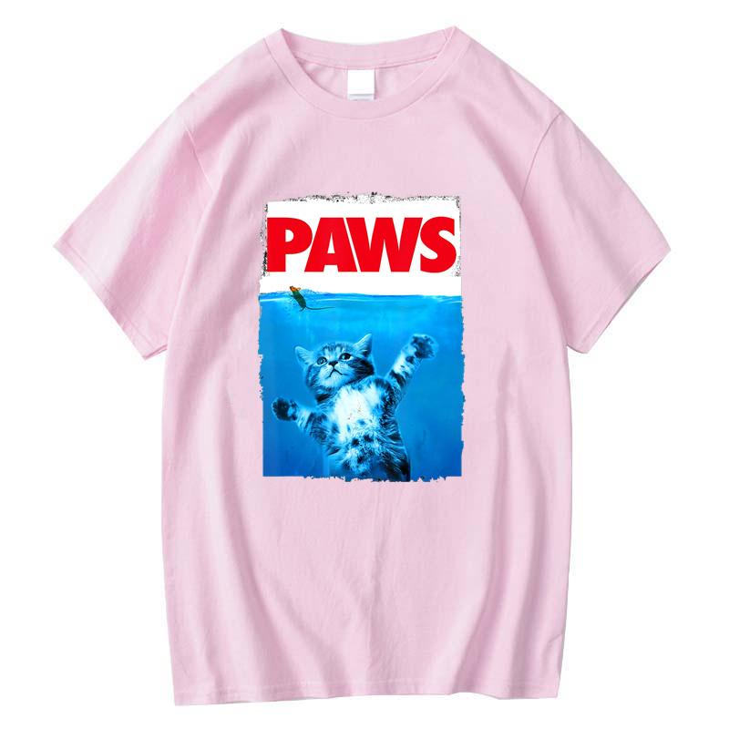 Vintage Paws Cat and Mouse Top Cute Funny Cat Lover Parody Short Sleeve Summer T Shirts Oversized Male Men's Washed Tee Shirt