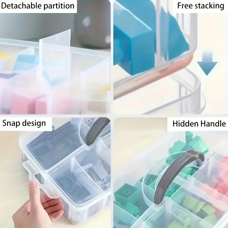 3-layer 18 Grid Transparent Jewelry and Toy Storage Box, Jewelry Earrings, Rings, LEGO Toy Organizer Box