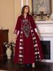 AB052 Women's Embroidered Striped Abaya - Middle East Arabic Muslim Robe