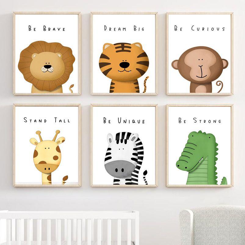 

Лев, Тигр, Жираф, Зебра, Крокодил, Сафари, Детская настенная живопись, холст, живопись, постеры и принты, домашний декор, фотографии, детская комната