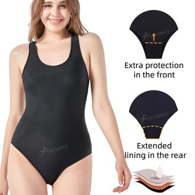 Costume da bagno intero a schiena incrociata a prova di perdite da donna per il ciclo mestruale