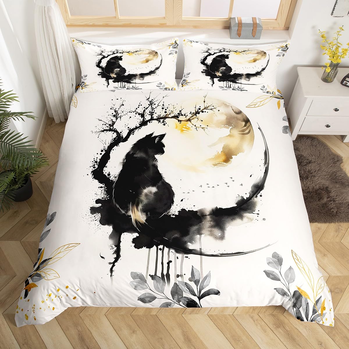 Китайская живопись тушью пейзаж пододеяльник полный комплект постельного белья — фото 9