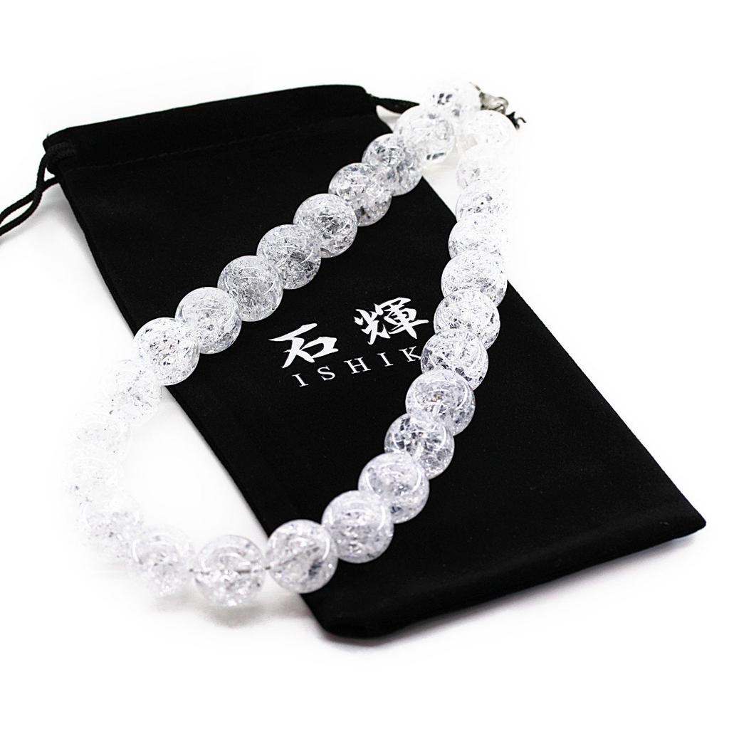 [Seki-Kira] 4A Crack Quartz 18mm Extra Thick Prayer Beads Necklace for Men, Natural Stone, Power Stone, 025