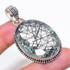 Natural Black Rutile Gemstone 925 Sterling Silver Jewelry Pendant 2.36" AP-14149