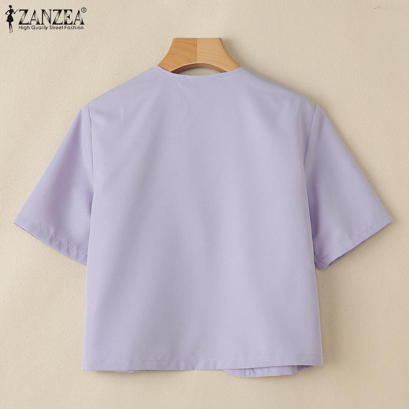 ZANZEA Womens Casual Short Sleeve Cropped Open Front Cardigan Tops