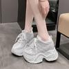 Fashion 10CM Women Platform Sneakers Lace-up Sport Dad Shoes High Top Chunky Casual Shoes Woman Thick Bottom Breathable Mesh Shoes