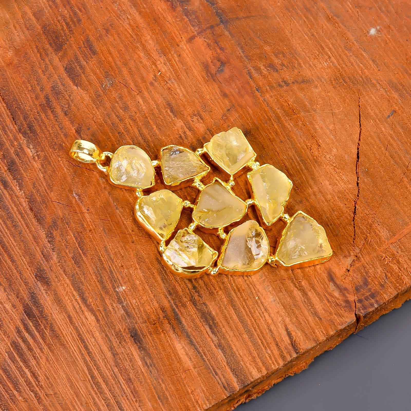 

Цитрин Драгоценный камень Золотая отделка Юбилей Гальванопластический Подвеска на день рождения Ювелирное изделие V-118