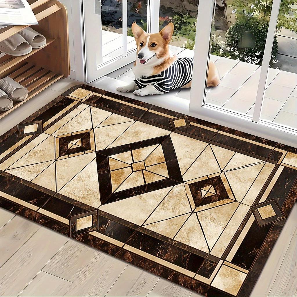 Elegant Geometric Pattern Kitchen Mat, Colorful Non-Slip Indoor Carpet, Decorative Floor Rug for Bathroom Bedroom Home Decor