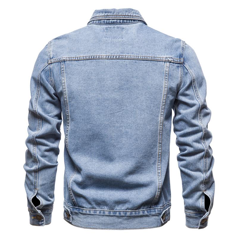 Frühling Männer Solide Revers Denim Jacken Mode Motorrad Jeans Jacken Hommes Slim Fit Baumwolle Casual Schwarz Blau Mäntel