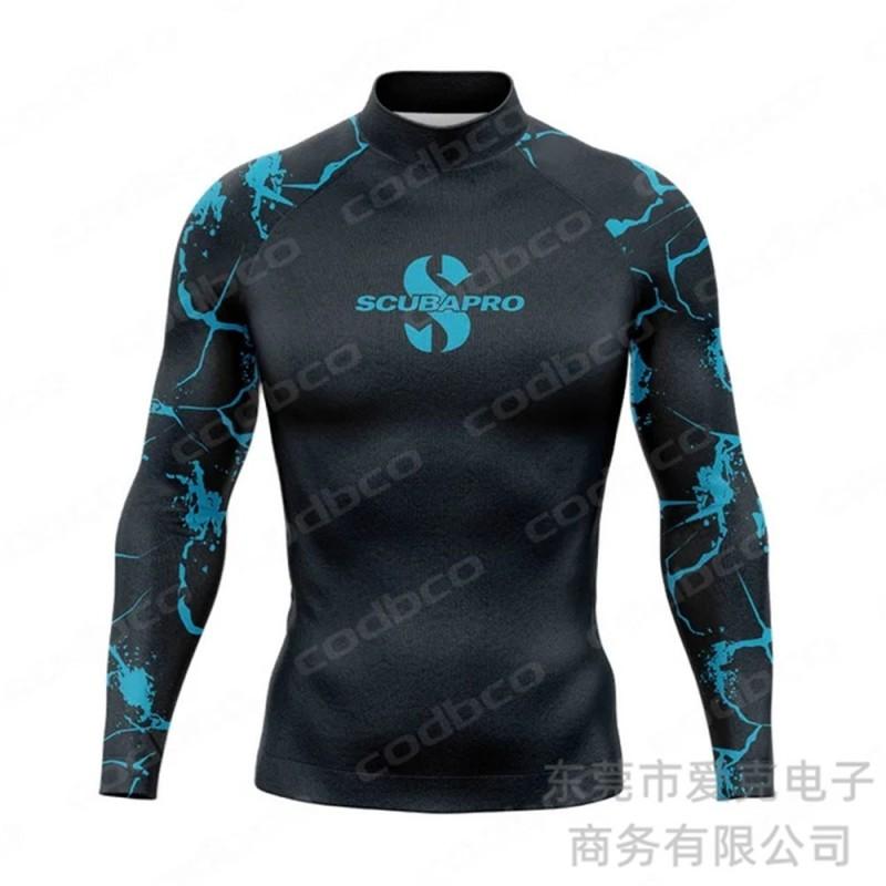 Mens Rash Guard Long Sleeve UPF 50 Sun Protection Swim Shirt Snorkeling Diving Surfing Water Sports