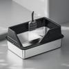 Extra Large Stainless Steel Cat Litter Box with High Walls and Side Opening