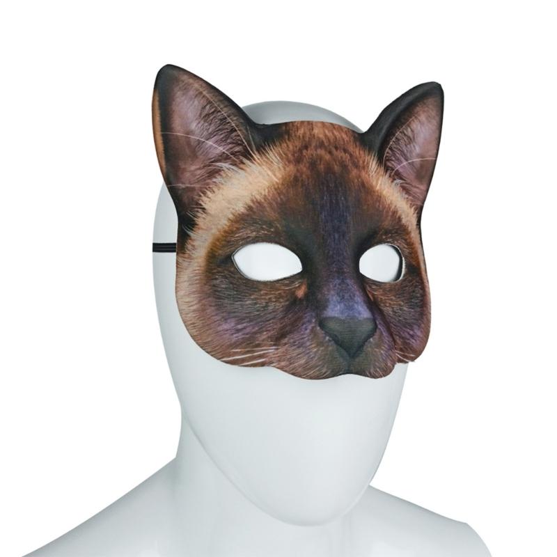 Máscara Facial Realista de Gato Animal Textura EVA Asegurando Comodidad Adecuada para Halloween Carnavales Fiestas de Disfraces
