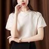 Chic Chinese Style Summer Blouse Womens Lace Short Sleeve Casual Fashion Chiffon Top