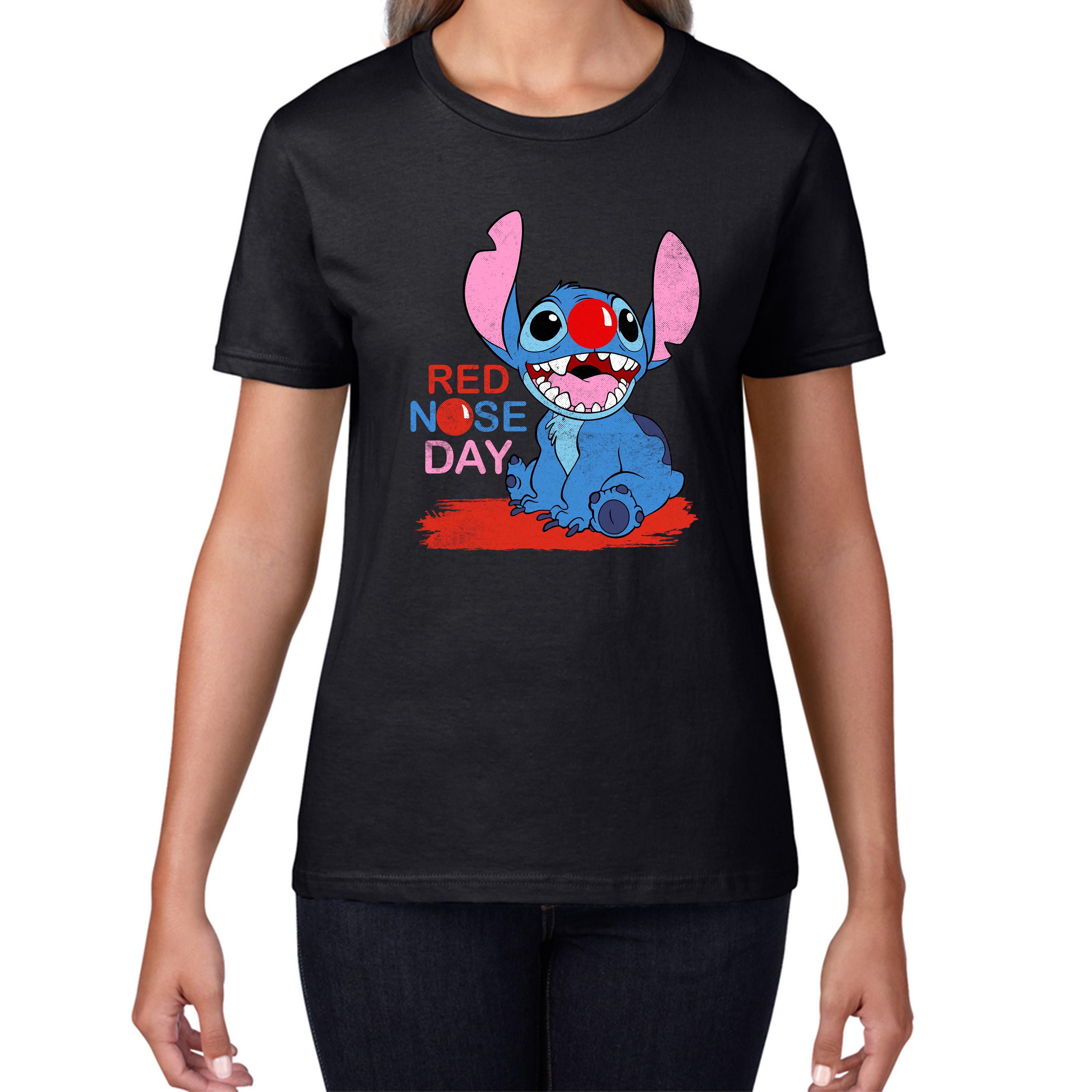 Ohana Disney Stitch Red Nose Day Ladies T Shirt Mens Tops Tees Unisex 3XL