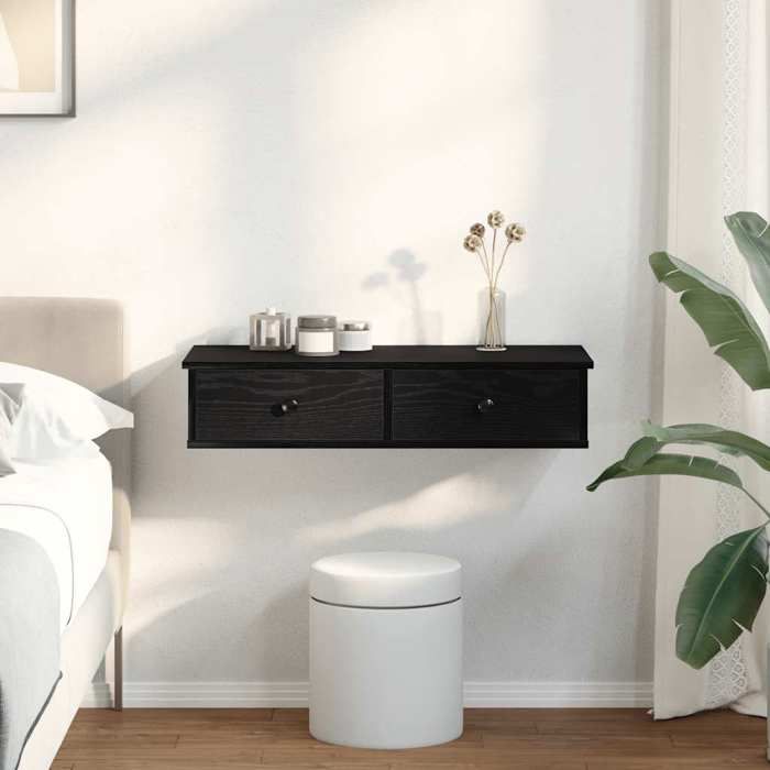 VidaXL Étagère murale avec tiroirs noir 80x31x17 cm bois d'ingénierie 859951
