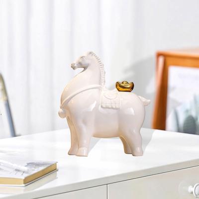 Figurka konia Ceramiczna statua Prezent na Rok Chiński Pamiątka Ozdoba na biurko Rzeźba dla