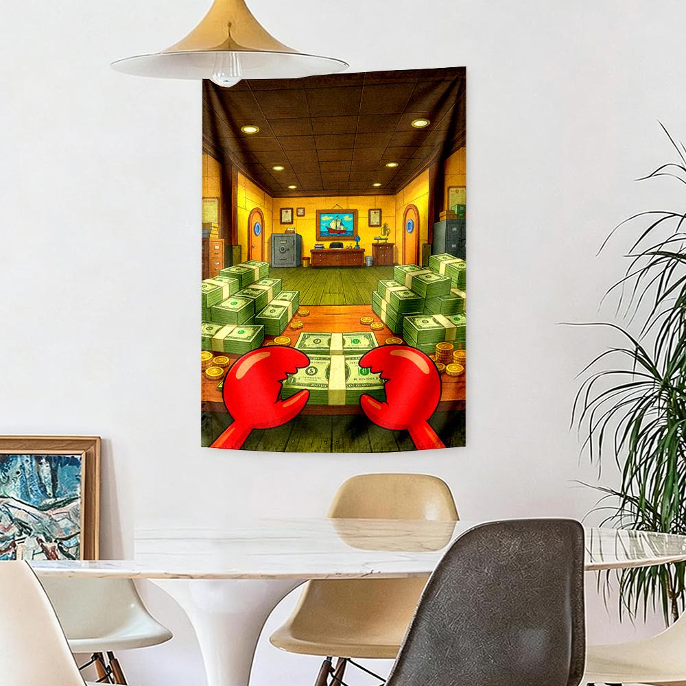 Spongebob Squarepants Wall Decor Tapestry Art For Pet Memorial Birthdaywedding Party Backdrop Family Gift