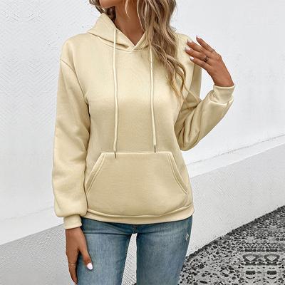 Herfst en winter Damessweatshirt met zak en capuchon Casual sweatshirt met capuchon en lange mouwen