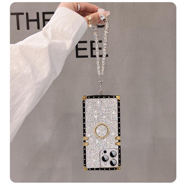 Glitzernde Halterung Silikonhülle für iPhone 16 Pro Max/15/13/12