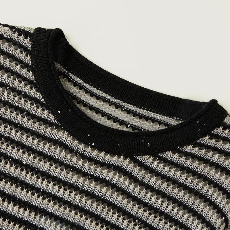 Sinoford Women's Crew Neck Loose Thin Long Sleeve Knitted Sweater