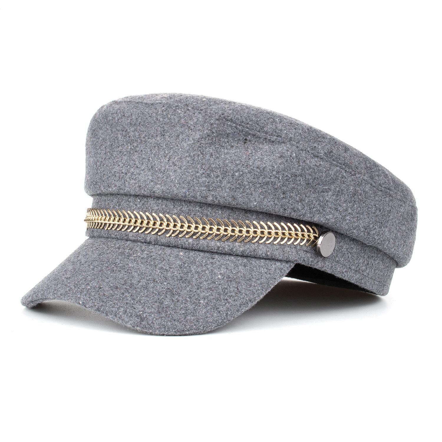 

Шляпная промышленность осень и зима новый монохромный золотой край берет R one size fits all