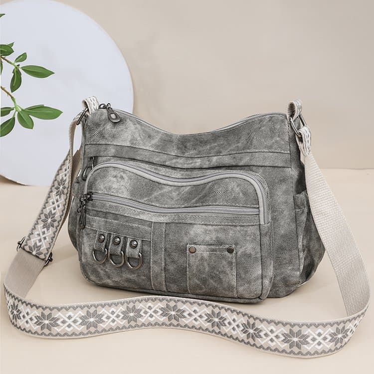 Retro washed PU messenger bag shoulder women s bag серый
