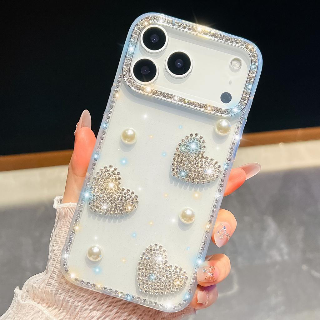 Pearl Love for Apple 17Air Phone Case Glitter Diamond IMD Star for IPhone16promax Luxurious Glitter