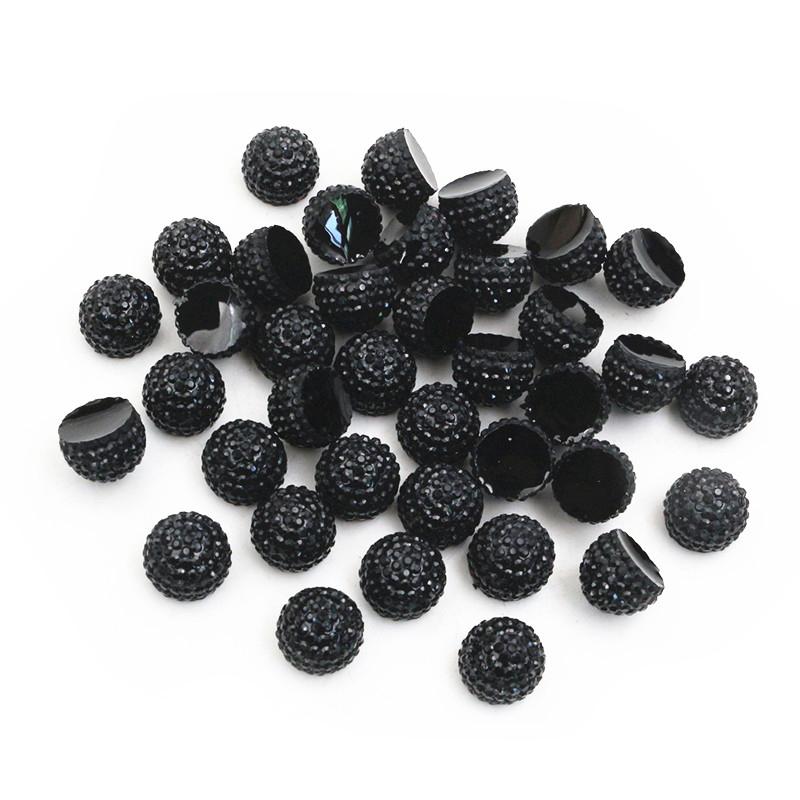 

40pcs 10mm Black Gold Silver Color Half Ball Flat Back Resin Cabochons Dome DIY Jewelry Making Accessories Supplies чёрный