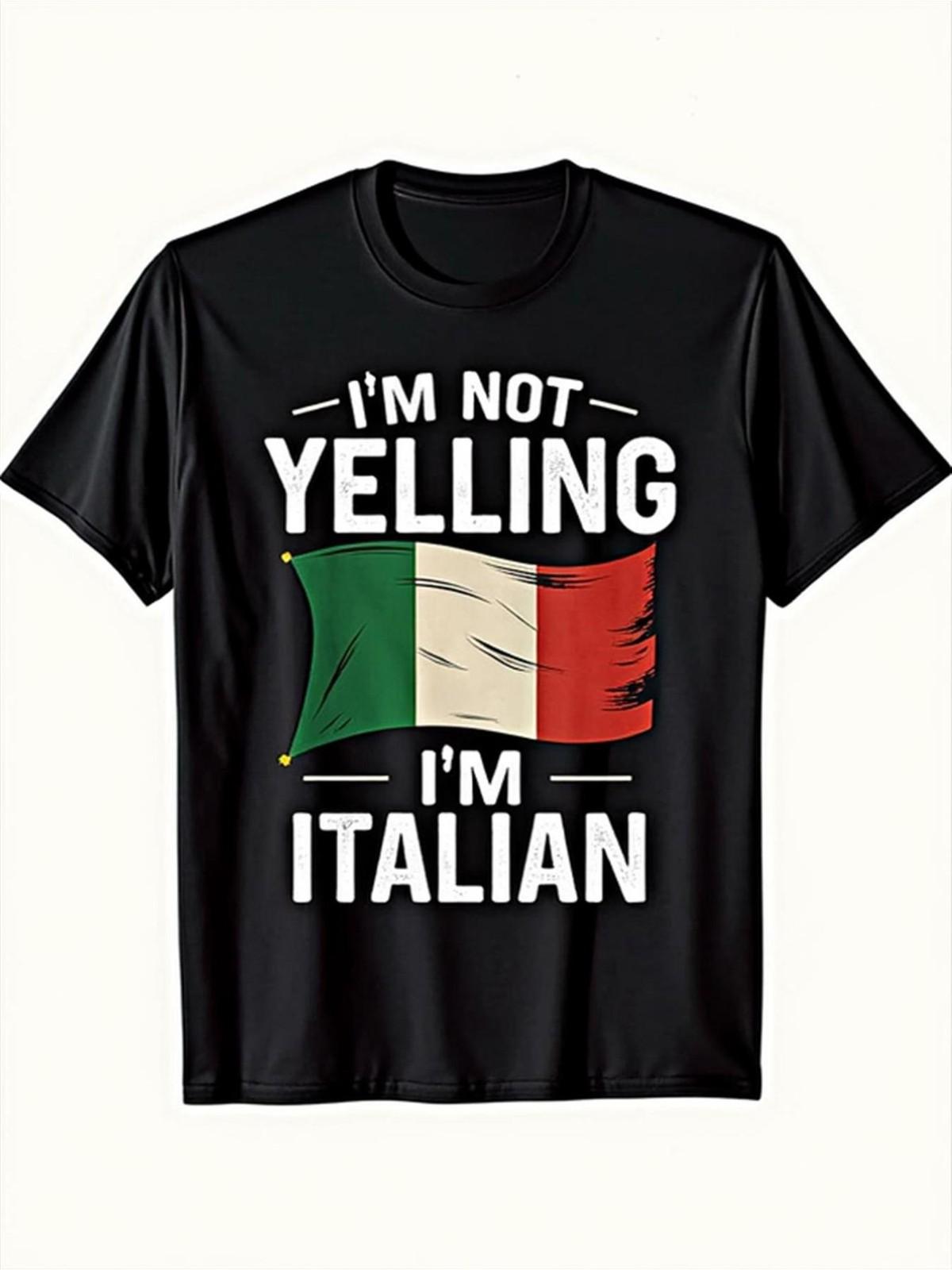 Funny Italian Flag T-Shirt for Men - I m Not Yelling, I m Italian Slogan - Bla S разноцветный