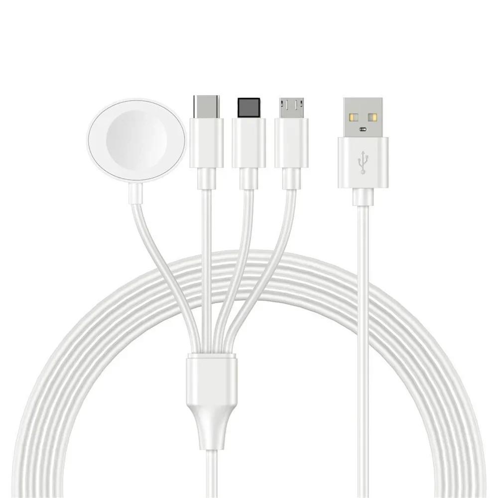 Cavo di Ricarica Multi Orologio 4 in 2 Per iPhone iWatch Caricabatterie Cavo di Ricarica Rapida Tipo-C USB Accessori di Alta Qualità per iPad Airpods