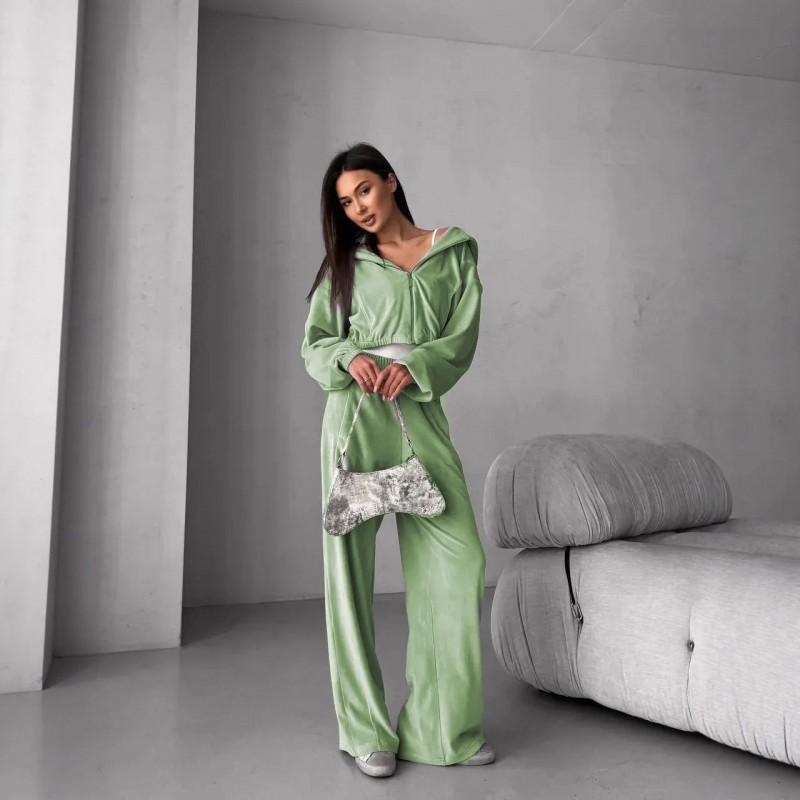 Women's Clothing Temperament Casual Suit Zipper Cardigan Top Set