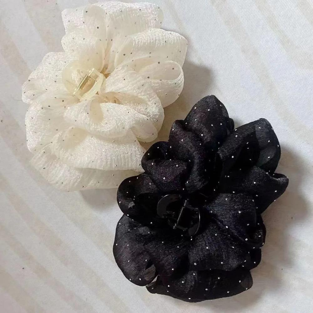 Double-Sided Mesh Silk Hairpin Plastic Ponytail Clip Advanced Sense Shark Hair Clip  Women Girls
