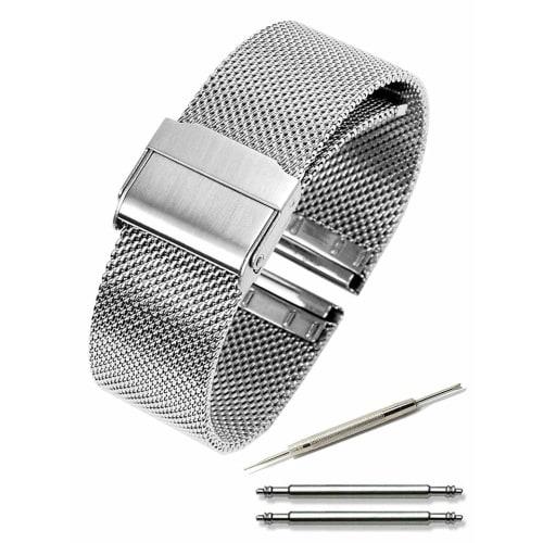 

Спокойный миланский браслет из нержавеющей стали с полированным прямым звеном и скользящей застежкой, от 18 мм до 24 мм (18мм, серебристый)