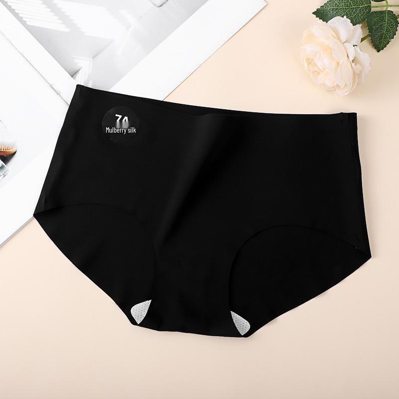 

Women s Seamless Mid-Waist Yoga Panties - Ice Silk, Breathable, Quick-Drying, Antibacterial L чёрный