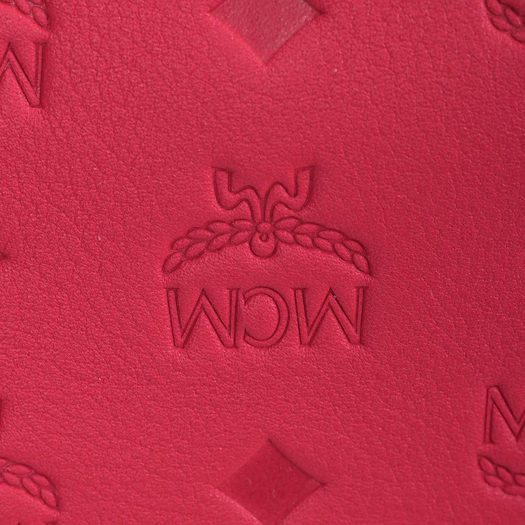 MCM Pink Embossed Visetos Leather Hobo Shoulder Bag for Daily & Travel Use