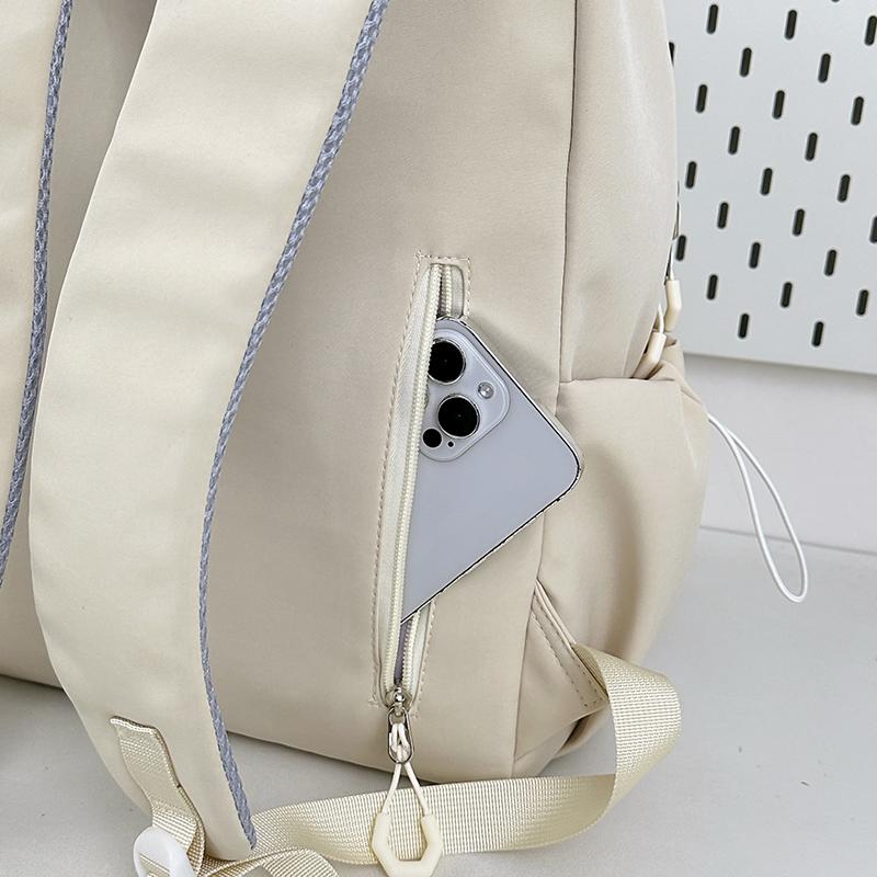 Student Schoolbag Men's Large Capacity Backpack Women's Solid Color Backpack