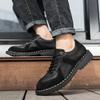 Male Casual Leather Shoes Mens Fashionable Lace Up Flats Shoes Leisure Office Shoes Business Formal Shoes